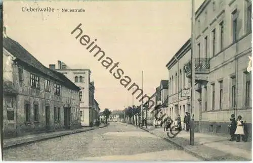 Liebenwalde - Neuestrasse - Verlag Oscar Thorwald Liebenwalde - Briefmarke entfernt da Botschaft darunter versteckt