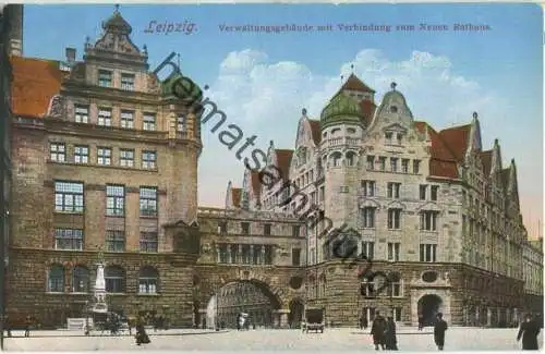 Leipzig - Verwaltungsgebäude mit Verbindung zum neuen Rathaus - Verlag Karl Fickenscher Leipzig