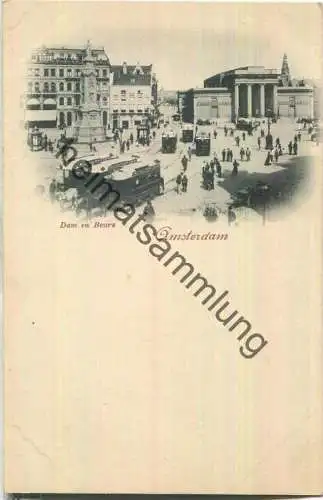 Amsterdam - Dam en Beurs - Pferdestrassenbahn - keine Verlagsangabe ca. 1895