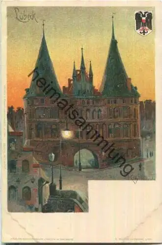 Lübeck - Holstentor - Künstlerkarte Kley - Verlag J. Velten Karlsruhe ca. 1900