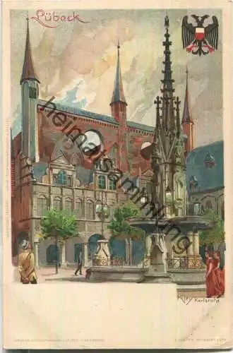 Lübeck - Künstlerkarte Kley - Verlag J. Velten Karlsruhe ca. 1900