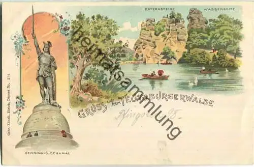 Teutoburgerwald - Herrmanns-Denkmal - Externsteine - Lithographie - Verlag Gebr. Künzli Zürich ca. 1895