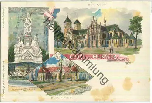 Münster - Domkirche - Bischöfliches Palais - Verlag Th. Wendisch Berlin - ca. 1900