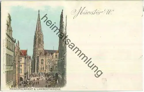 Münster - Prinzipalmarkt - Lambertikirche - Verlag Wilhelm Assmann Münster - ca. 1900