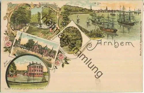 Arnhem - Musis Sacrum - de Rijn - Verlag Rosenblatt Frankfurt ca. 1895