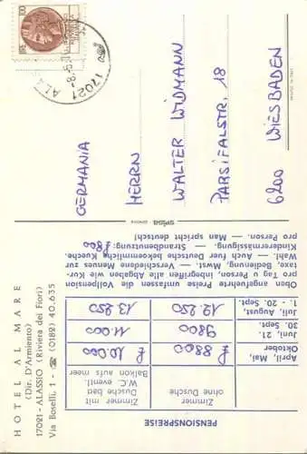 Alassio - Hotel al Mare - AK Grossformat (G62039) gel. 1976