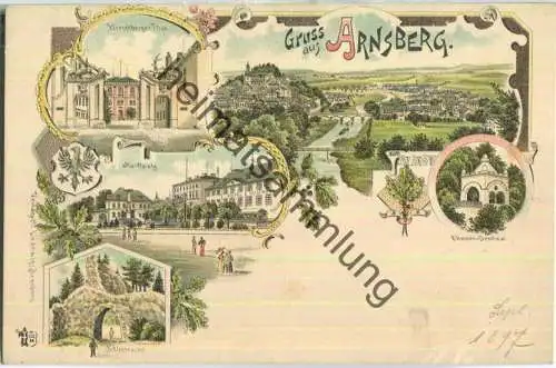 Arnsberg - Hirschberger Thor - Marktplatz - Verlag H. Ludewig Arnsberg ca. 1895