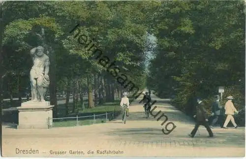 Dresden - Grosser Garten - Radfahrbahn - Verlag Curt Krause Dresden 1905