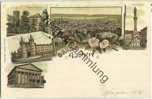 Aachen - Kaserne - Frankenburg - Lithographie - Verlag Ottmar Zieher München ca. 1895