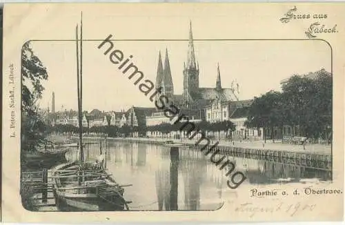 Lübeck - Obertrave - Verlag L. Peters Nachf. Lübeck ca. 1900 - leichte Albumdruckstellen (E92743) *