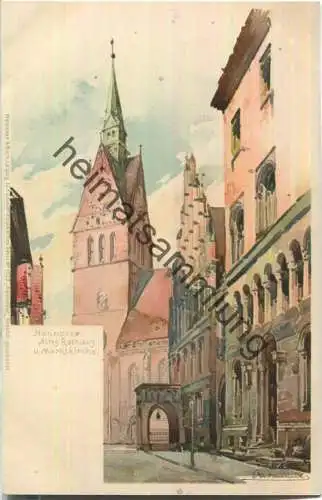 Hannover - Marktkirche - Rathaus - signiert Otto Hammel - Verlag Meissner & Buch Leipzig - ca. 1900