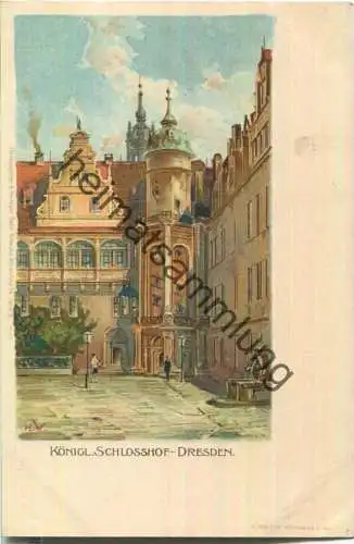 Dresden - Schlosshof - signiert H. W. - Künstlerkarte - Verlag Gebr. Knauss Karlsruhe