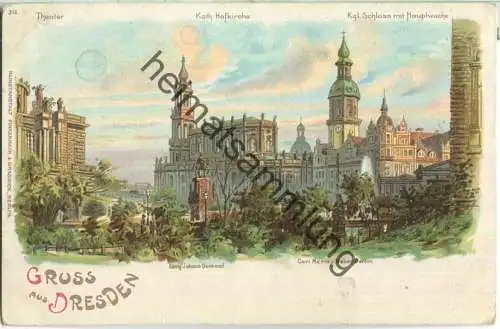 Dresden - Theater - Hofkirche - Schloss - Künstlerkarte - Verlag Finkenrath & Grasnick Berlin