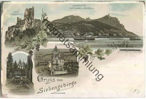 Siebengebirge - Königswinter - Drachenfels - Verlag Louis Glaser Leipzig ca. 1895