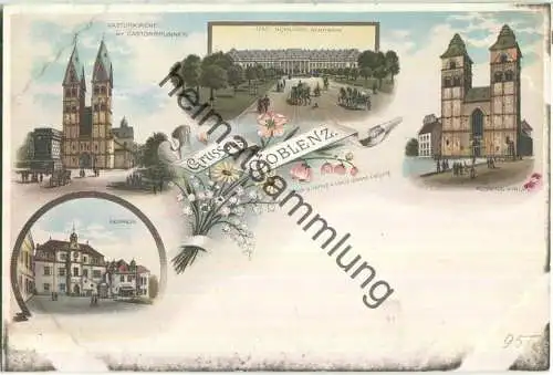 Coblenz - Schloss - Castorkirche - Verlag Louis Glaser Leipzig ca. 1895