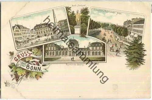 Bonn - Marktplatz - Poppelsdorfer Schloss - Kaiserplatz - Verlag Ottmar Zieher München ca. 1895