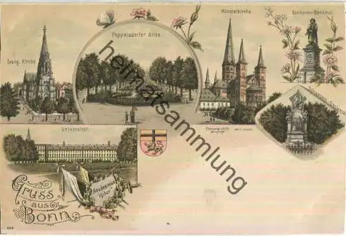 Bonn - Kirche - Universität - Verlag Lautz Darmstadt ca. 1895