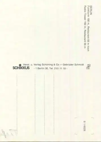 Berlin - Funkturm - Radio Tower - AK Grossformat - Verlag Schikus Berlin