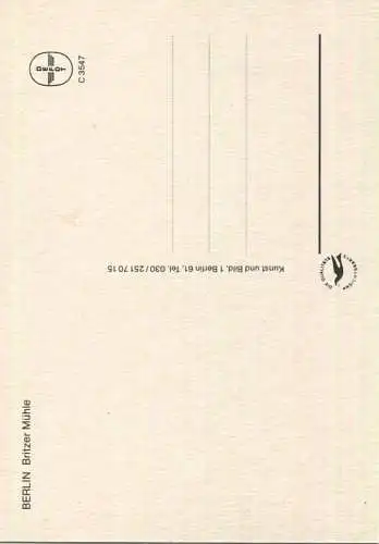 Berlin - Britzer Mühle - AK Grossformat - Verlag Kunst und Bild Berlin
