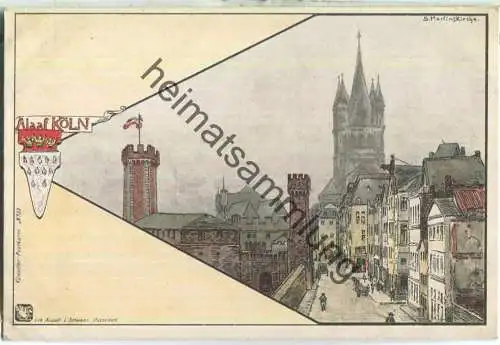 Künstlerkarte Köln - Alaaf Köln - Martinskirche - F. v. Wille - Verlag L. Schwann Düsseldorf ca. 1895