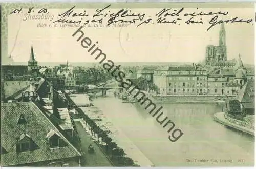 Strasbourg - Strassburg - Blick von der Germania - Flaggenstempel - Verlag Dr. Trenkler & Co Leipzig