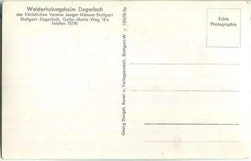 Walderholungsheim Degerloch des CVJM Stuttgart - Foto-Ansichtskarte - Verlag Georg Dangel Stuttgart