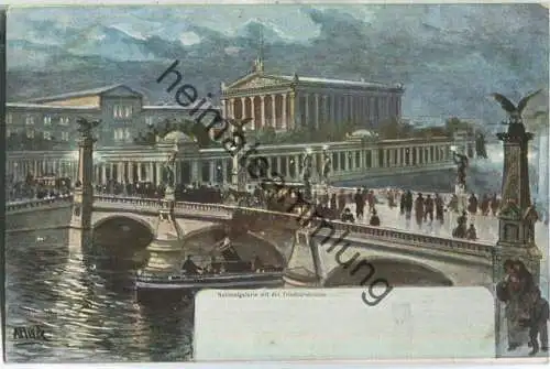 Berlin - Nationalgalerie mit der Friedrichsbrücke - Künstlerkarte A. Heide - Verlag Seegers & Sehrndt Berlin