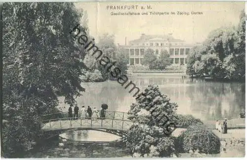 Frankfurt a. M. - Gesellschaftshaus und Teichpartie im Zoologischen Garten - Verlag Dr. Trenkler Co. Leipzig