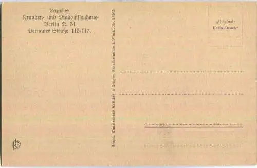Berlin Bernauer Strasse 115-117 - Lazarus Kranken- und Diakonissenhaus - Diakonissenheimat