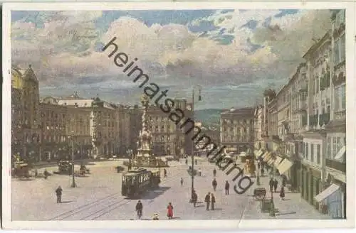 Linz - Kaiser Franz-Josef-Platz - Künstlerkarte - Verlag Hans Hausner Wien