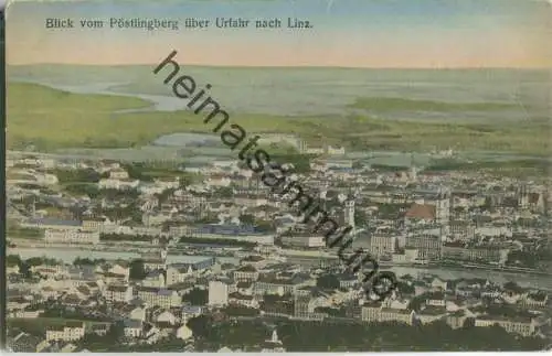 Blick vom Pöstlingsberg über Urfahr nach Linz - Verlag Hermann Seibt Meissen 1916