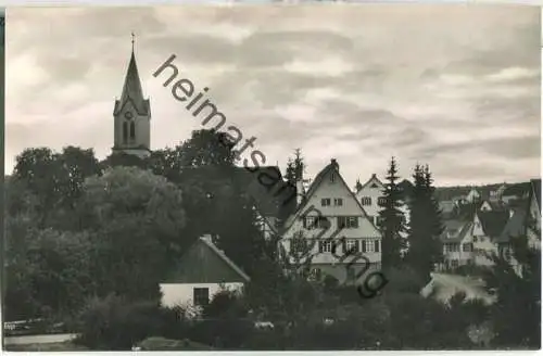 Gechingen - Kirche - Pfarrhaus - Foto-Ansichtskarte - Verlag Otto Schreyer Metzingen