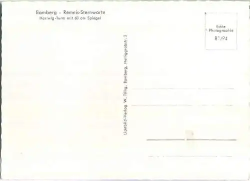 Bamberg - Remeis-Sternwarte - Hartwig-Turm - Foto-Ansichtskarte - Verlag W. Tillig Bamberg