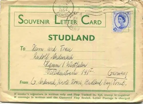 Souvenir Letter Card - Studland - Faltbrief mit 6 Abbildungen - gel. 1954