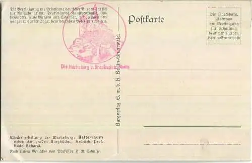 Marksburg - Kelterraum - Künstlerkarte Professor H. R. Schulze - Verlag Burg-Verlag GmbH Berlin-Grunewald