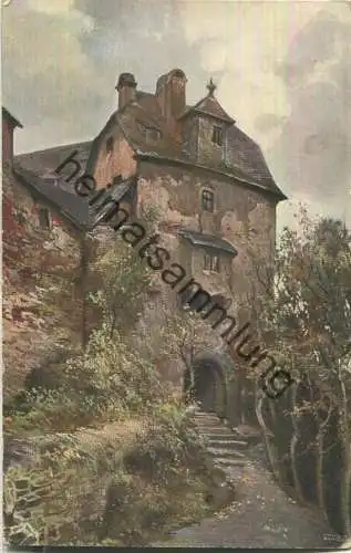 Marksburg - Schartentor - Künstlerkarte Professor H. R. Schulze - Verlag Burg-Verlag GmbH Berlin-Grunewald