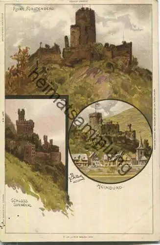 Ruine Fürstenberg - Heimburg und Schloss Sonneck - Künstlerkarte - Novitas-Verlag GmbH Hamburg