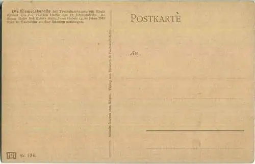 Die Klemenskapelle bei Trechtingshausen - Astudin- Künstlerkarte - Verlag Hoursch & Bechstedt Köln