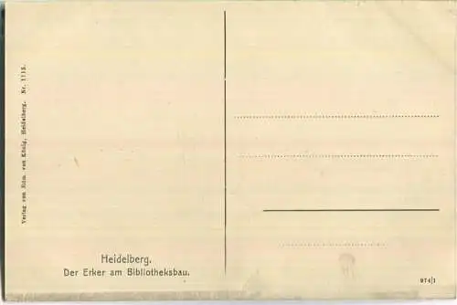 Heidelberg - Der Erker am Bibliotheksbau - Verlag Edm. von König Heidelberg