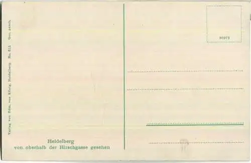 Heidelberg von oberhalb der Hirschgasse gesehen - Verlag Edm. von König Heidelberg