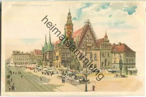 Breslau - Wroclaw - Rathaus Ostseite - Künstlerkarte - Verlag P. & T. D. ca. 1900