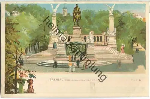 Breslau - Wroclaw - Kaiser Wilhelm Denkmal - Künstlerkarte - Verlag P. & T. D. ca. 1900