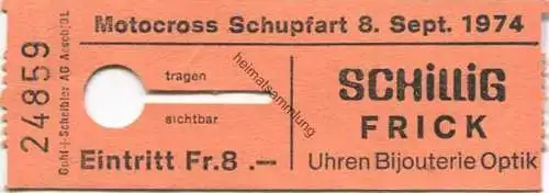 Schweiz - Motocross Schupfart 1974 - Eintrittskarte