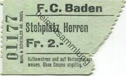 Schweiz - Baden - F.C. Baden - Stehplatz Herren - Eintrittskarte