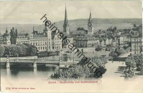 Zürich - Quaibrücke und Stadthausquai - Edition Photoglob Co. Zürich