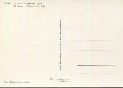 La Forcla - Val d'Herens et la Dent Blanche et Glacier de Ferpecle - AK Grossformat - Verlag Klopfenstein Adelboden