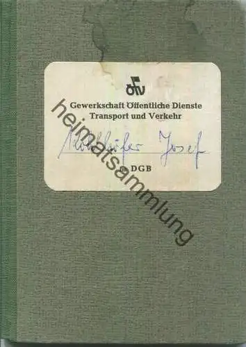 ÖTV Gewerkschaft Öffentliche Dienste Transport und Verkehr im DGB - Mitgliedsbuch Barmen 1966