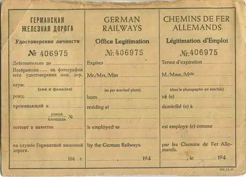 Deutsche Reichsbahn - Dienstausweis gültig bis 1. Juli 1953 - Bahnhof Netzschkau 1951