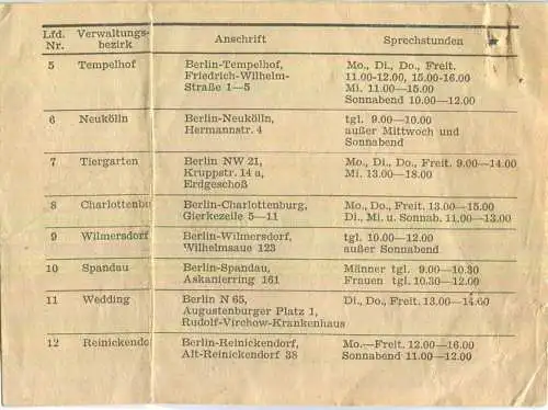 Laufzettel für das Notaufnahmeverfahren für Übersiedler aus der DDR - Abfluglager Marienfelde August 1954