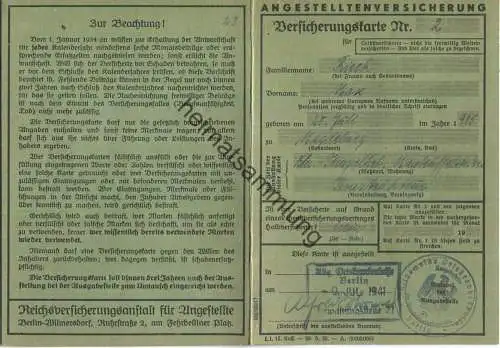 Angestelltenversicherung - Versicherungskarte 1941